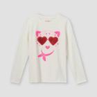 Girls' 'valentine's Day Cheetah' Long Sleeve Graphic T-shirt - Cat & Jack Cream