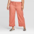Women's Plus Size High-rise Cropped Wide Leg Pants - A New Day Coral16w, Women's, Pink