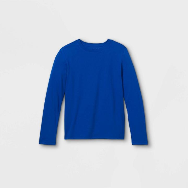 Boys' Long Sleeve T-shirt - Cat & Jack Medium Blue