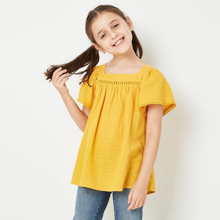Girls' Short Sleeve Woven Top - Cat & Jack Yellow
