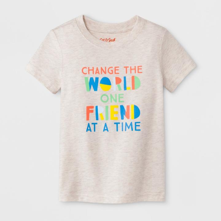Petitetoddler Boys' Change The World Short Sleeve T-shirt - Cat & Jack Light Tan 3t, Boy's, Brown