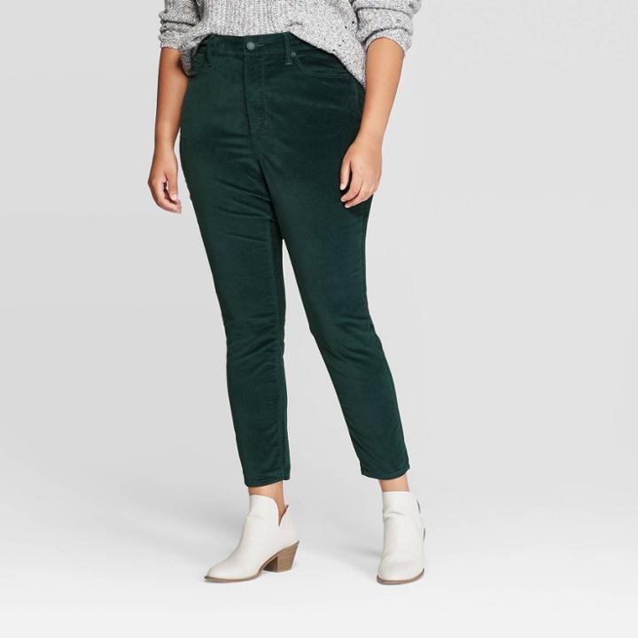 Women's Plus Size High-rise Velvet Skinny Jeans - Universal Thread Green