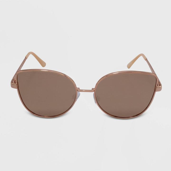Women's Cateye Metal Sunglasses - A New Day Rose Gold, Women's, Size: Small, Gold/grey/pink