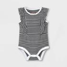Baby Girls' Striped Ruffle Bodysuit - Cat & Jack Black
