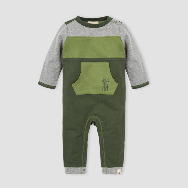 Burt's Bees Baby Baby Boys' Organic Cotton French Terry Colorblock Jumpsuit - Gray