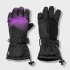 Girls' Printed Colorblock Ski Gloves - C9 Champion Black/purple 4-7, Girl's, Black Purple