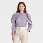 Women's Puff Long Sleeve Button-down Blouse - Prologue Purple