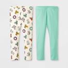 Toddler Girls' 2pk Leggings - Cat & Jack Cream/mint 4t, Girl's, White