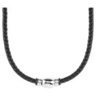 Crucible Men's West Coast Jewelry Stainless Steel Beaded Black Braided Leather Necklace