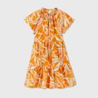 Women's Short Sleeve Poplin Babydoll Dress - A New Day Orange S, Women's,