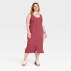 Women's Plus Size Sleeveless Button-front Knit Bodycon Dress - Universal Thread Burgundy