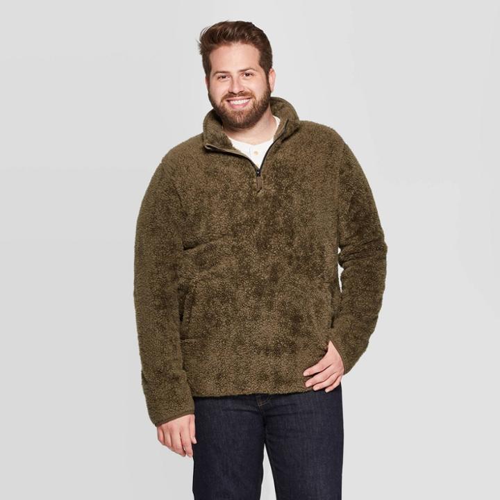 Men's Big & Tall Standard Fit Sherpa Sweatshirt - Goodfellow & Co Paris Green