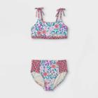 Girls' Floral Print High-waist 2pc Bikini Set - Cat & Jack Pink