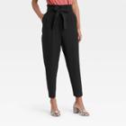 Women's High-rise Paperbag Ankle Pants - A New Day Black