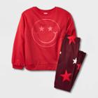 Girls' Pullover And Flared Pants Pajama Set - Art Class Red