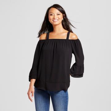 Women's Off The Shoulder Ruffle Sleeve Blouse - Zac & Rachel Black