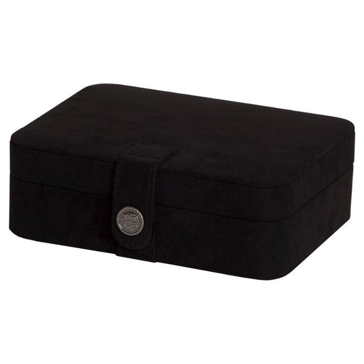 Mele & Co. Giana Women's Plush Fabric Jewelry Box With Lift Out Tray-black,