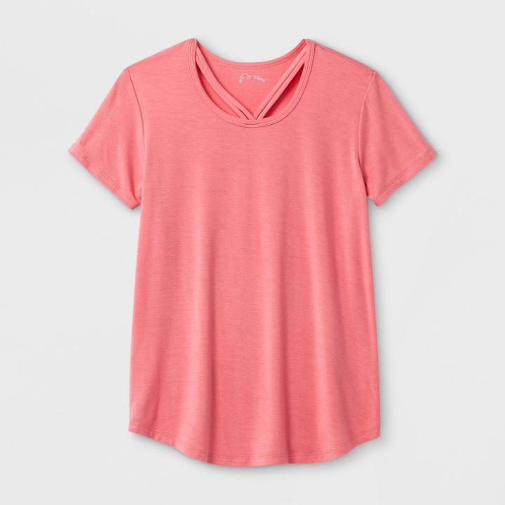 Girls' Short Sleeve Bar Front T-shirt - Art Class Pink