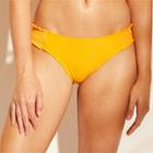 Women's Ribbed Smocked Tab Hipster Bikini Bottom - Shade & Shore Marigold