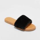 Women's Kara Faux Fur Slide Sandals - Universal Thread Black