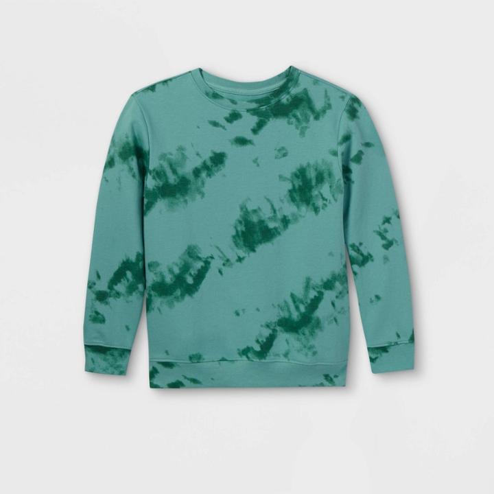 Boys' Tie-dye French Terry Crewneck Sweatshirt - Cat & Jack Green