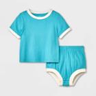 Baby Solid Short Sleeve Top & Shorts Set - Cat & Jack Turquoise Green Newborn