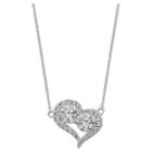 Target Women's Pave Cubic Zirconia Heart Necklace In Sterling Silver - Silver/clear