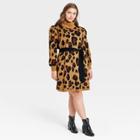 Women's Plus Size Leopard Print Balloon Long Sleeve Sweater Dress - Who What Wear Brown