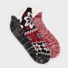 Muk Luks Women's 2pk Short Cabin Socks - Black/red