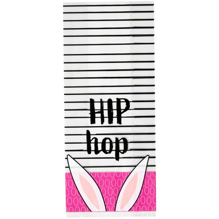 Wilton 20ct Plastic Hip Hop Striped Treat Bags, Adult Unisex, Clear