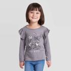 Toddler Girls' Disney Mickey Mouse & Friends Minnie And Daisy Little Besties Long Sleeve T-shirt - Gray
