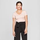 Target Women's Fitted Short Sleeve V-neck T-shirt - A New Day Pink
