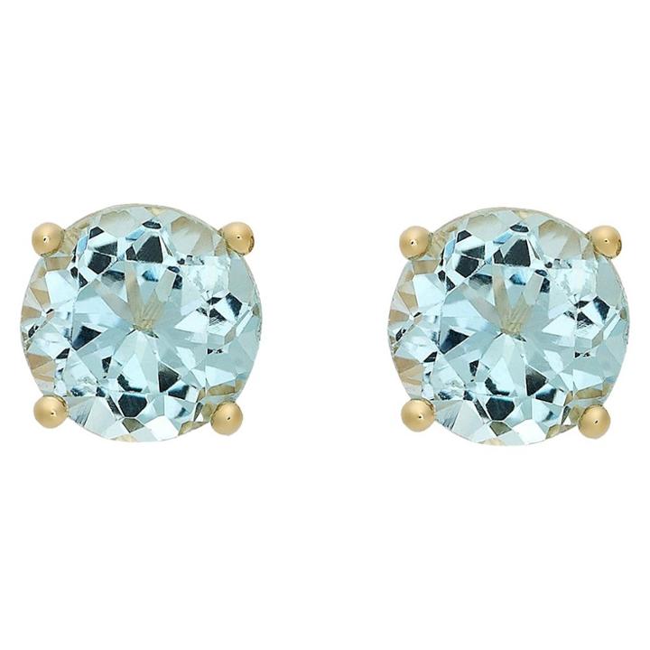 Target 2.10 Carat Tw Oval-cut Aqua Topaz Stud Earrings Gold Plated (march), Girl's