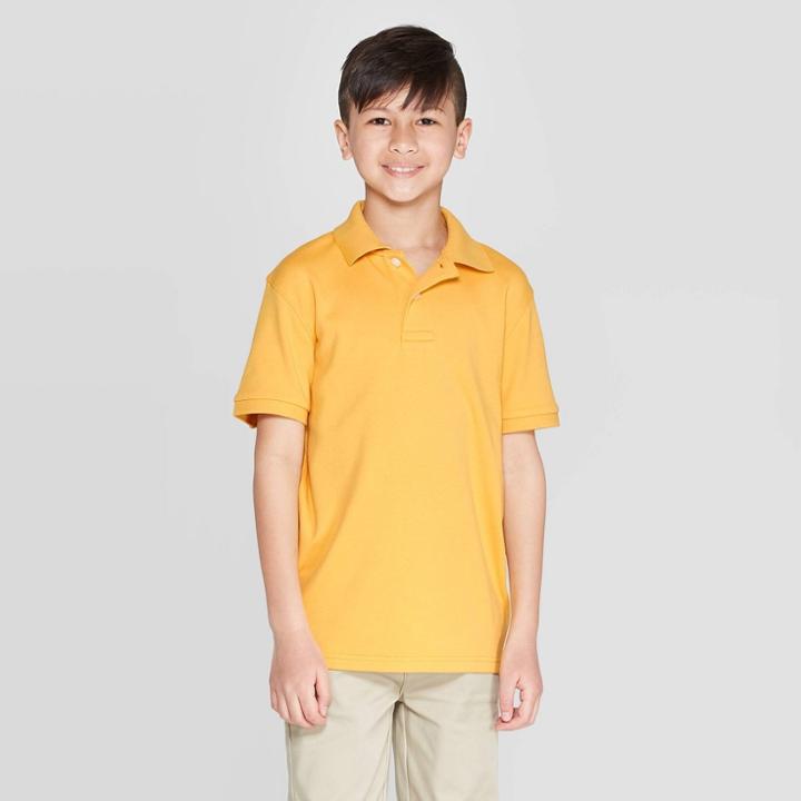Boys' Short Sleeve Interlock Polo Shirt - Cat & Jack Mustard Yellow