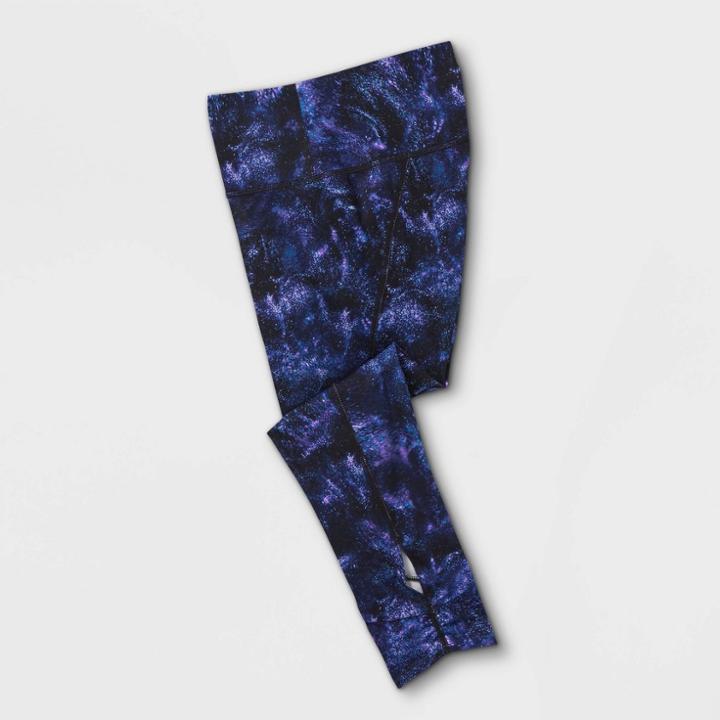 Girls' Keyhole Performance Capri Leggings - All In Motion Black/purple