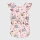 Toddler Girls' Disney Sleeveless Floral Princess Print Romper - Pink