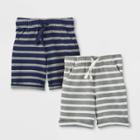 Toddler Boys' 2pk Novelty Striped Pull-on Shorts - Cat & Jack Navy/gray 12m, Toddler Boy's, Blue