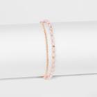 Silver Plated Rose Quartz Bead Pave Disc Bracelet - A New Day Gold