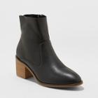 Women's Reagan Heeled Leather Ankle Boots - Universal Thread Black