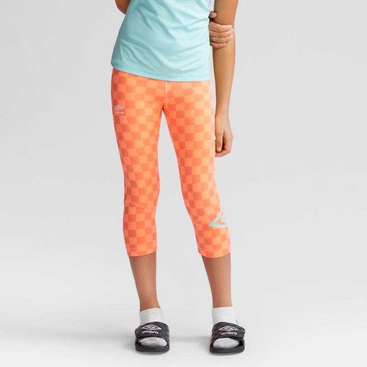 Umbro Girls' Checkerboard Printed Capri Leggings - Coral (pink)