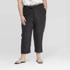 Women's Plus Size Mid-rise Ankle Length Paperbag Waist Fashion Pants - Prologue Gray X, Black
