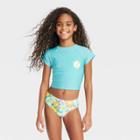 Girls' 3pc Spring Blooms Swimwear Set - Cat & Jack Xs, Brown/blue/green