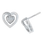 Distributed By Target 0.030 Ct. T.w. Round-cut Diamond Heart Prong Set Earring In Sterling Silver (ij-i2-i3), Women's, White