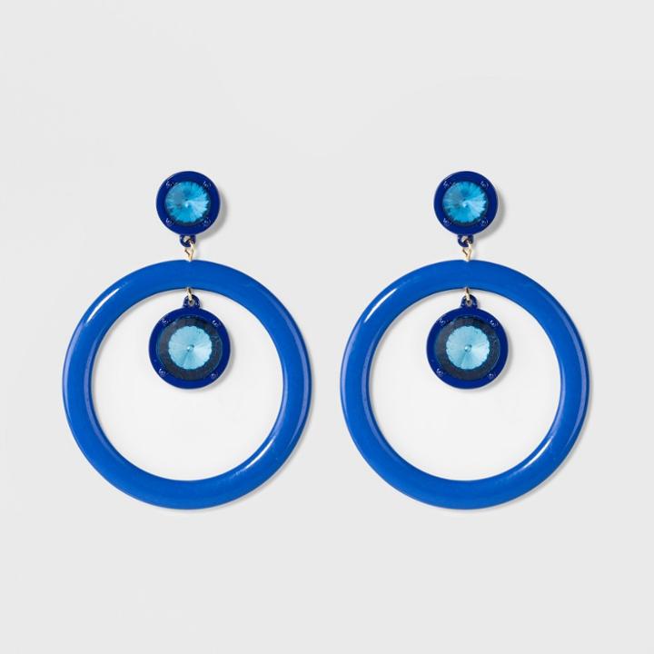 Sugarfix By Baublebar Crystal Mod Hoop Earrings - Bright Blue, Girl's
