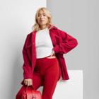 Women's Cozy Shacket - Wild Fable Dark Red