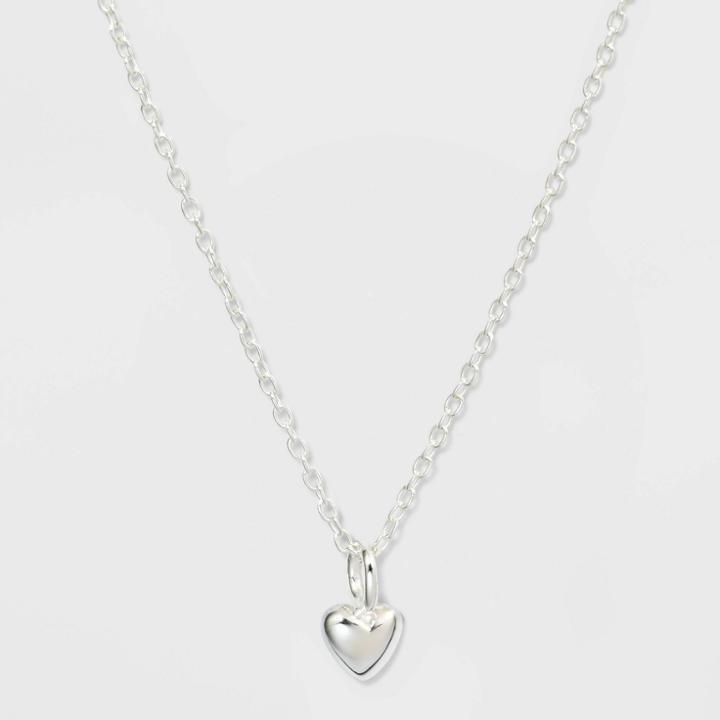 No Brand Heart Pendant Necklace - Silver, Women's