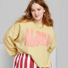 Women's Plus Size Ascot + Hart Aloha Cropped Graphic Sweatshirt - Neon Yellow