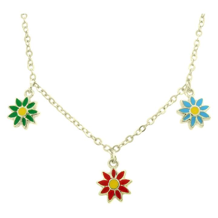 Distributed By Target Ellen 18k Gold Overlay Enamel Flower Dangle Necklace, Girl's,