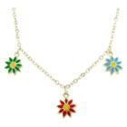 Distributed By Target Ellen 18k Gold Overlay Enamel Flower Dangle Necklace, Girl's,