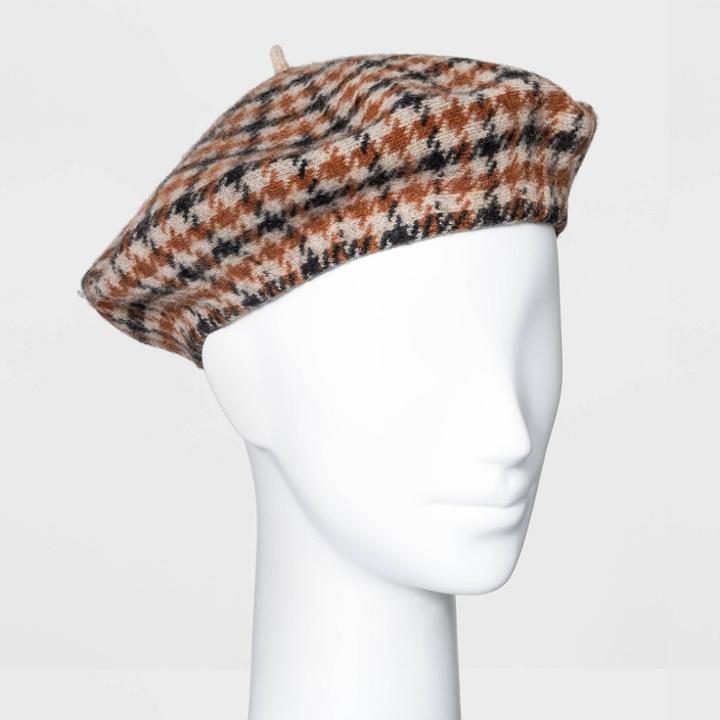 Women's Felt Beret Hat - A New Day Brown